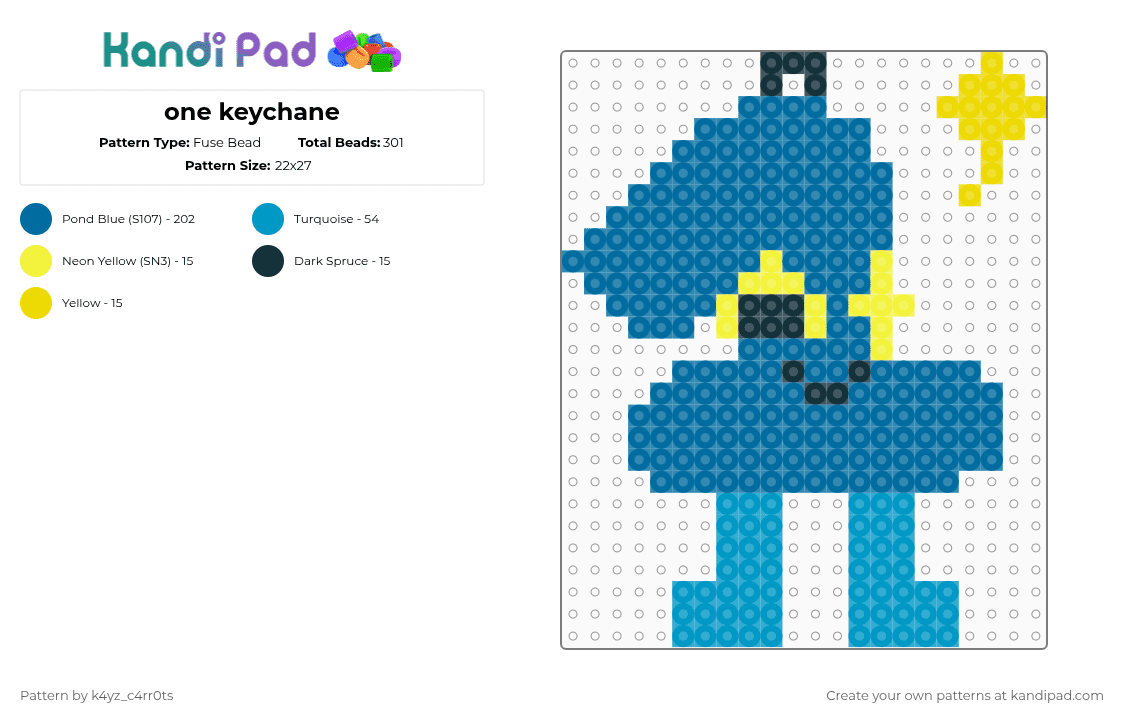 one keychain - Fuse Bead Pattern by k4yz_osc on Kandi Pad - blue,one,bfb,bfdia,tpot,i see you