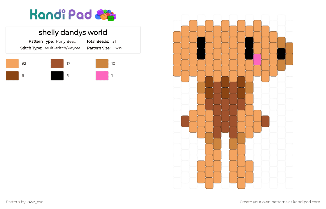 shelly dandys world - Pony Bead Pattern by k4yz_osc on Kandi Pad - orange,shelly,dandys world,shelly dandys world