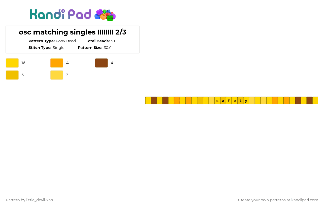 osc matching singles !!!!!!!! 2/3 - Pony Bead Pattern by k4yz_osc on Kandi Pad - osc, yellow