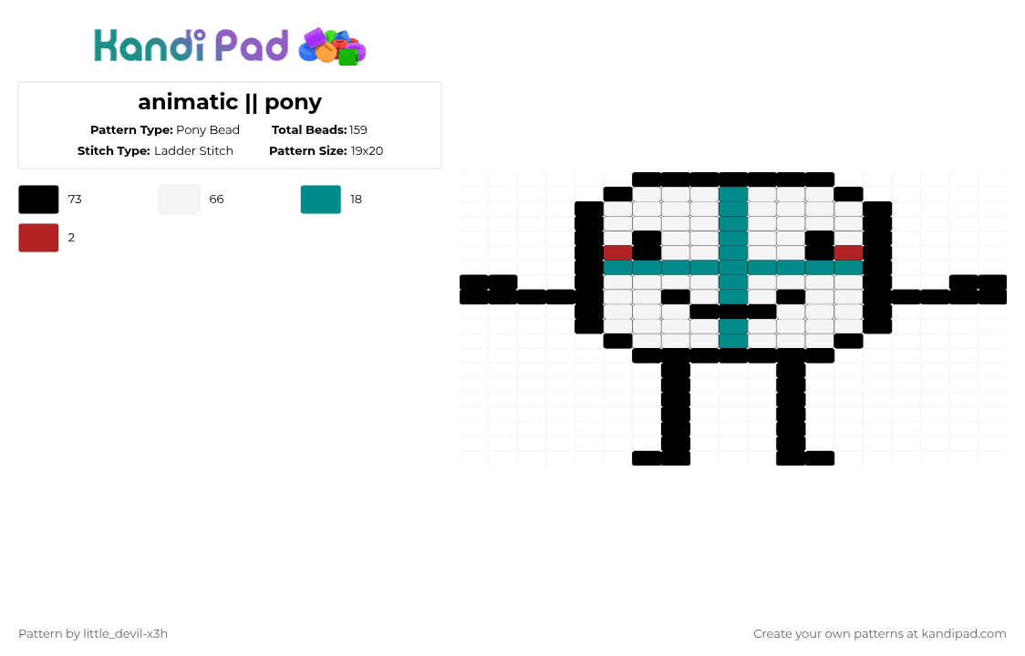 animatic || pony - Pony Bead Pattern by k4yz_osc on Kandi Pad - white,teal