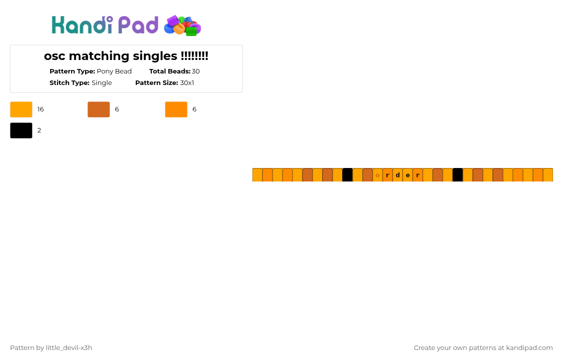 osc matching singles !!!!!!!! 1/3 - Pony Bead Pattern by k4yz_osc on Kandi Pad - orange, osc