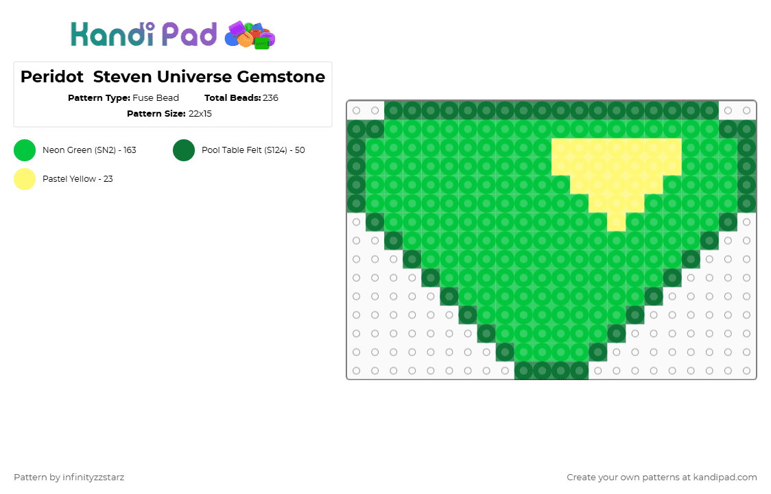 Peridot  Steven Universe Gemstone - Fuse Bead Pattern by infinityzzstarz on Kandi Pad - green