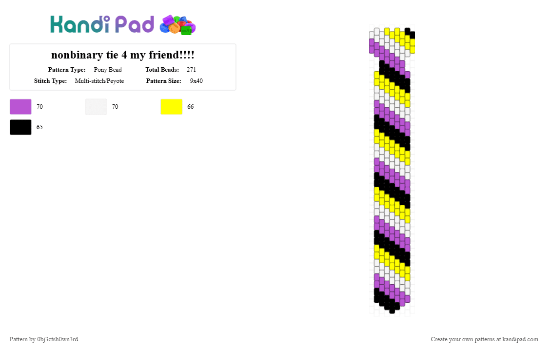 nonbinary tie 4 my friend!!!! - Pony Bead Pattern by 0bj3ctsh0wn3rd on Kandi Pad - pink,yellow,pride,nonbinary,tie,gay,lgbtq,lgbtqia,lgbt,pride month