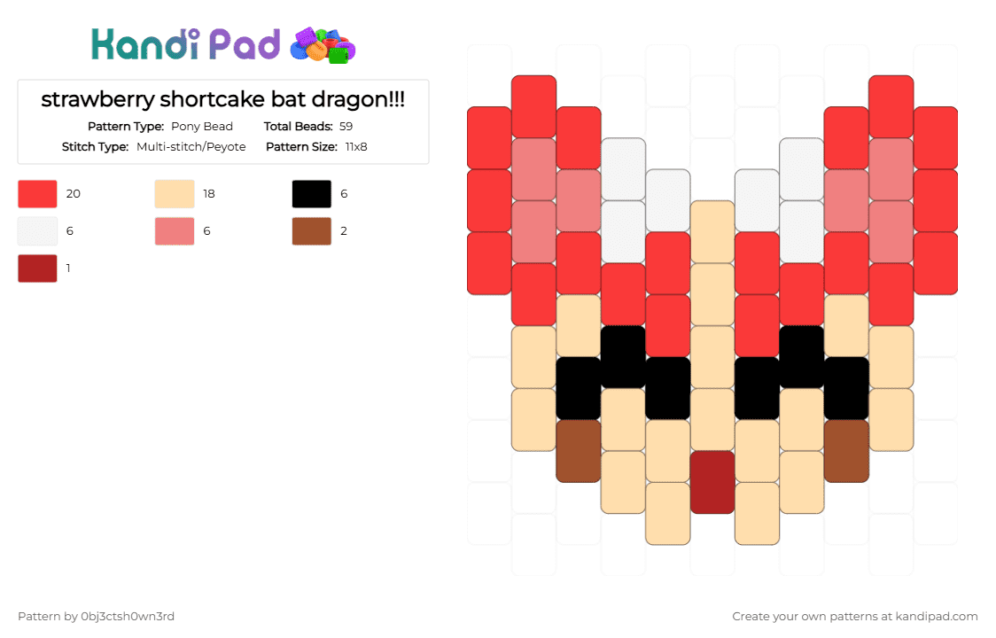 strawberry shortcake bat dragon!!! - Pony Bead Pattern by 0bj3ctsh0wn3rd on Kandi Pad - beige,red,adopt me,strawberry shortcake,strawberry,bat dragon