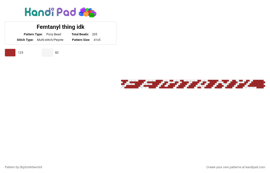Femtanyl thing idk - Pony Bead Pattern by 0bj3ctsh0wn3rd on Kandi Pad - red,white