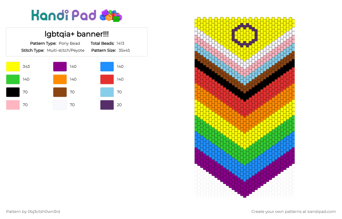 lgbtqia+ banner!!! - Pony Bead Pattern by 0bj3ctsh0wn3rd on Kandi Pad - pink,light blue,yellow,red,pride month,pride,lgbtqia,lgbtq,lgbt,banner