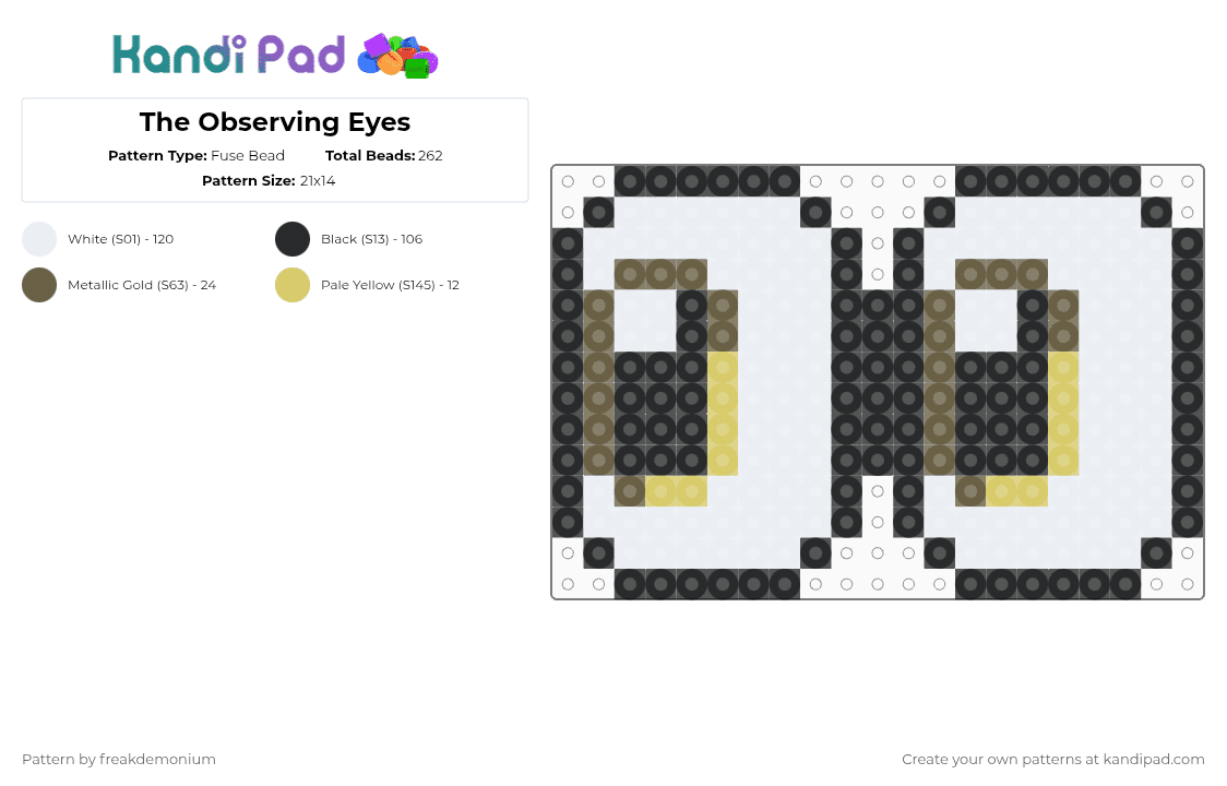 The Observing Eyes - Fuse Bead Pattern by freakdemonium on Kandi Pad - white,tan,yellow