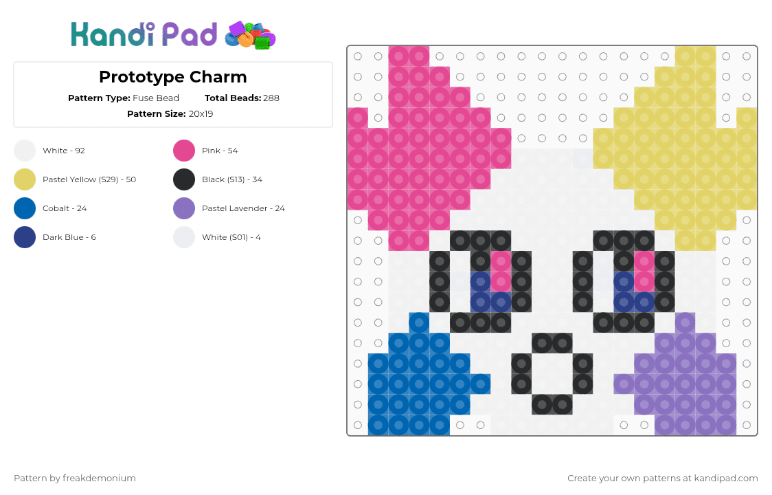 Prototype Charm (Fuse) - Fuse Bead Pattern by freakdemonium on Kandi Pad - pink,blue,roblox,regretevator,prototype