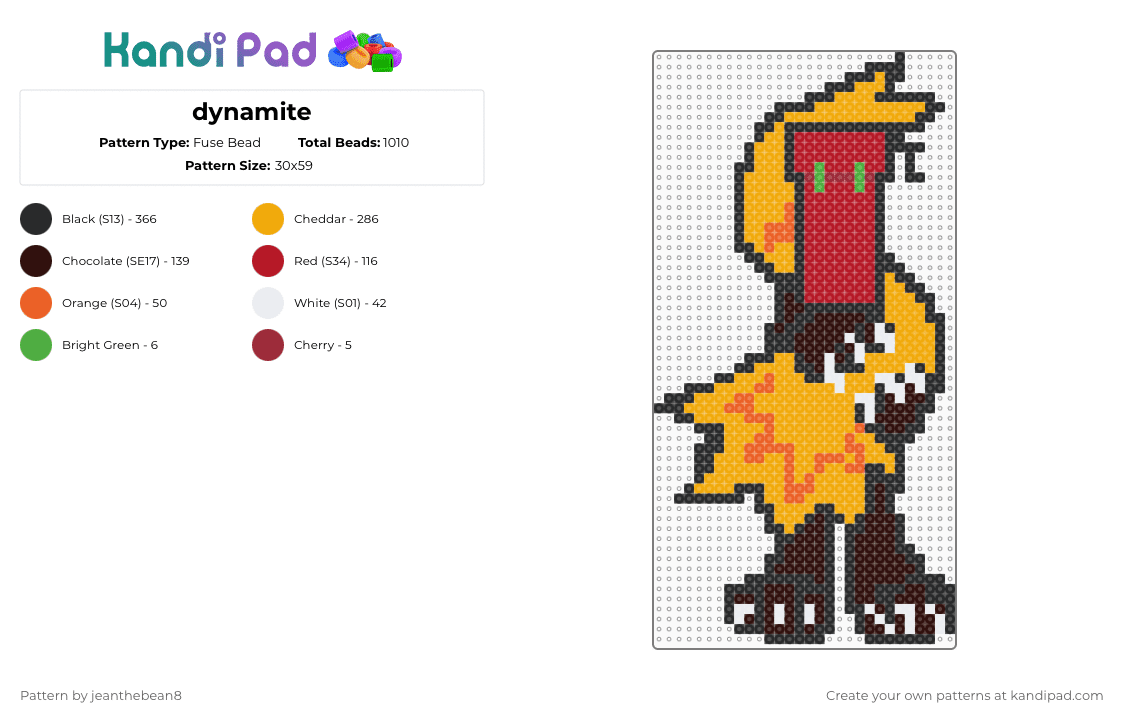 dynamite - Fuse Bead Pattern by jeanthebean8 on Kandi Pad - orange