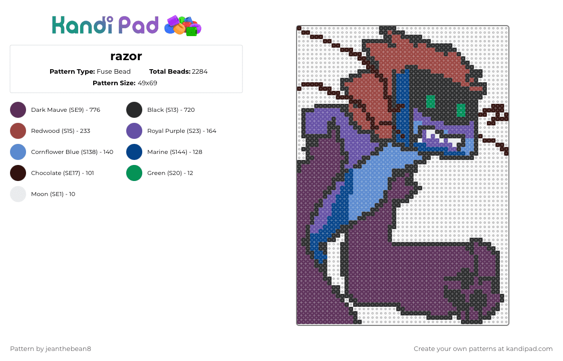razor - Fuse Bead Pattern by jeanthebean8 on Kandi Pad - blue,pink,objectified razor