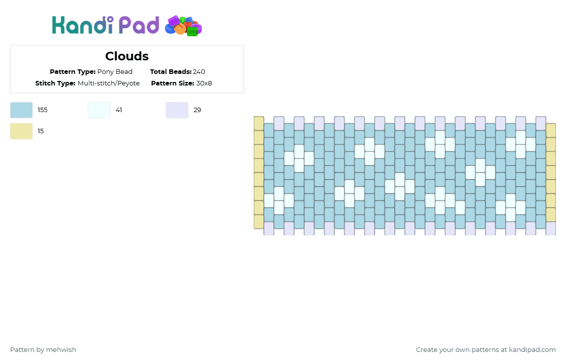 Clouds - Pony Bead Pattern by mehwish on Kandi Pad - light blue
