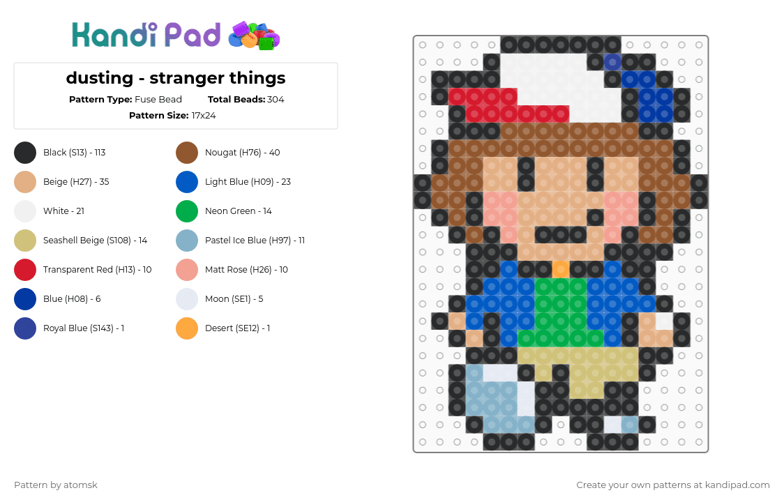 dusting - stranger things - Fuse Bead Pattern by atomsk on Kandi Pad - blue,tan,beige