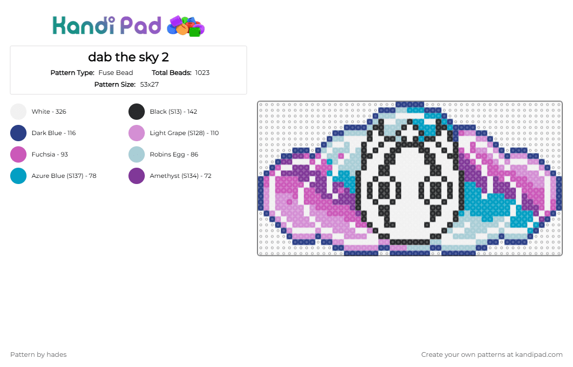 dab the sky 2 - Fuse Bead Pattern by hades on Kandi Pad - dabin,said the sky,music,edm,dj,cloud,harold,pink