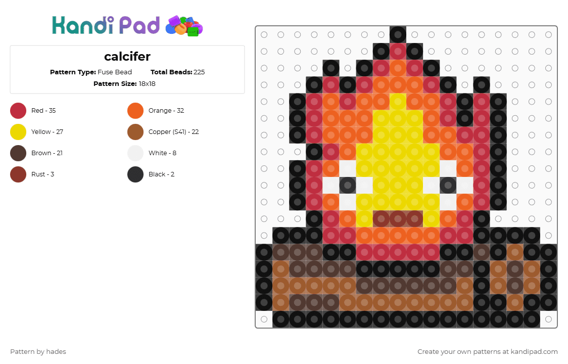 calcifer - Fuse Bead Pattern by hades on Kandi Pad - red,orange,yellow