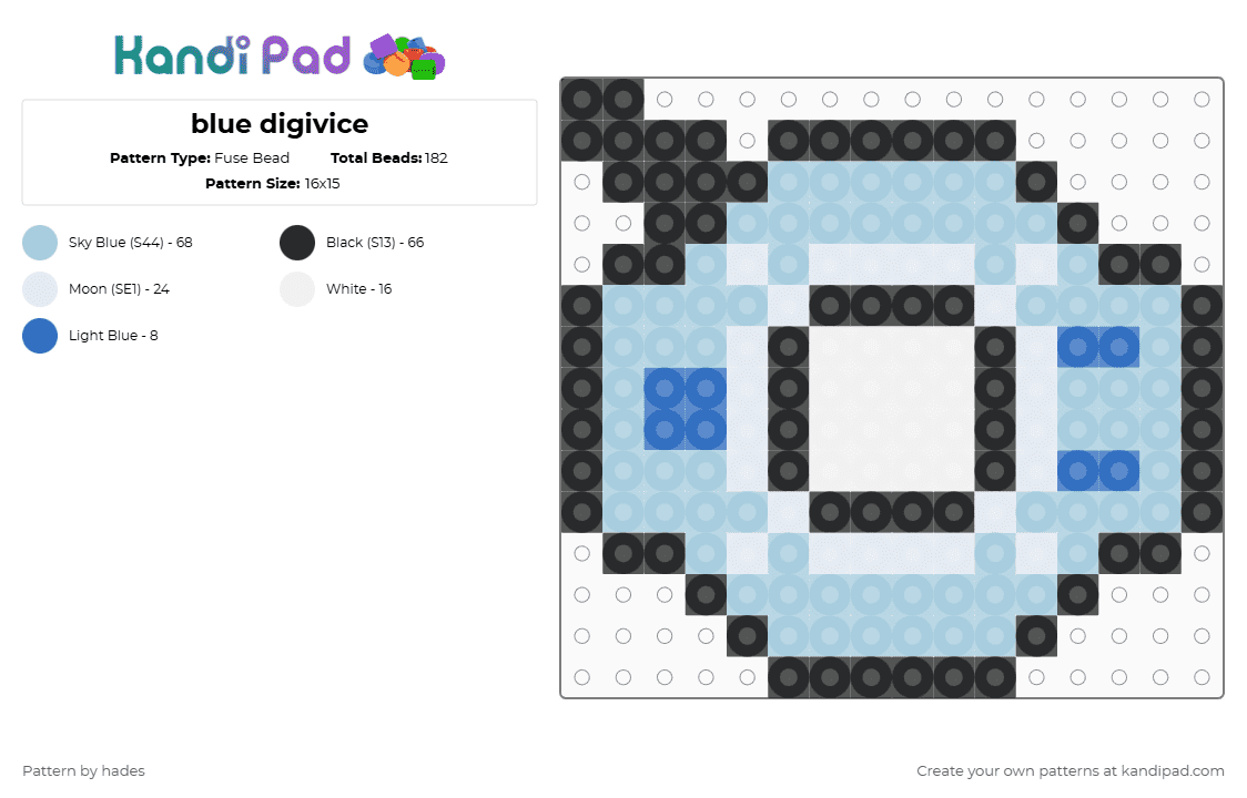 blue digivice - Fuse Bead Pattern by hades on Kandi Pad - light blue