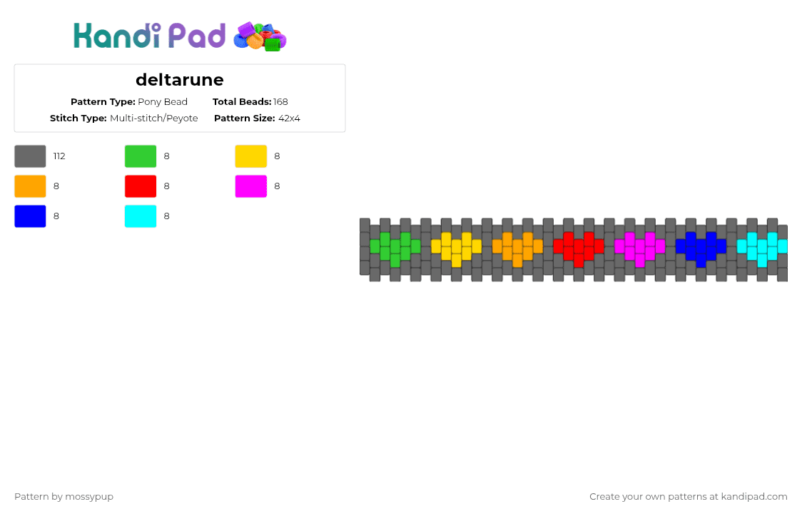 deltarune - Pony Bead Pattern by mossypup on Kandi Pad - gray