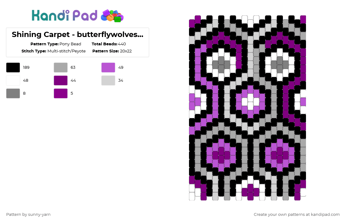 Shining Carpet - butterflywolves\' ghostie ace remix! - Pony Bead Pattern by sunny-yarn on Kandi Pad - beige, pink, remix