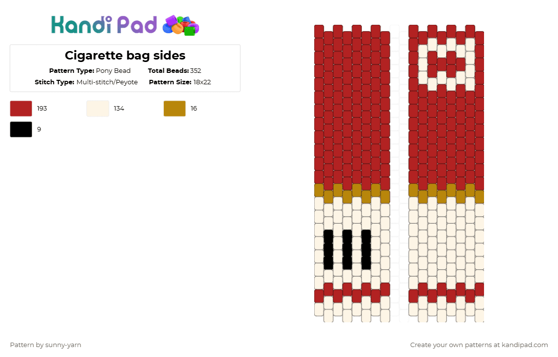 Cigarette bag sides - Pony Bead Pattern by sunny-yarn on Kandi Pad - red