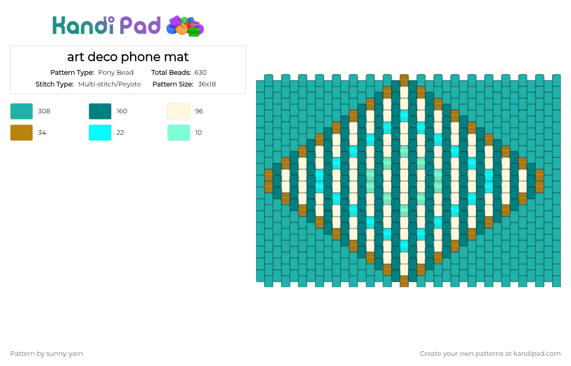 art deco phone mat - Pony Bead Pattern by sunny-yarn on Kandi Pad - teal