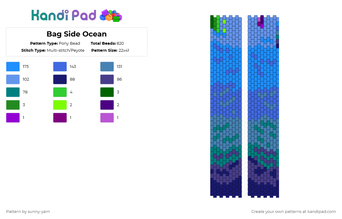 Bag Side Ocean - Pony Bead Pattern by sunny-yarn on Kandi Pad - purple,blue,light blue
