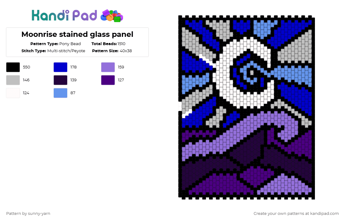 Moonrise stained glass panel - Pony Bead Pattern by sunny-yarn on Kandi Pad - purple,moon