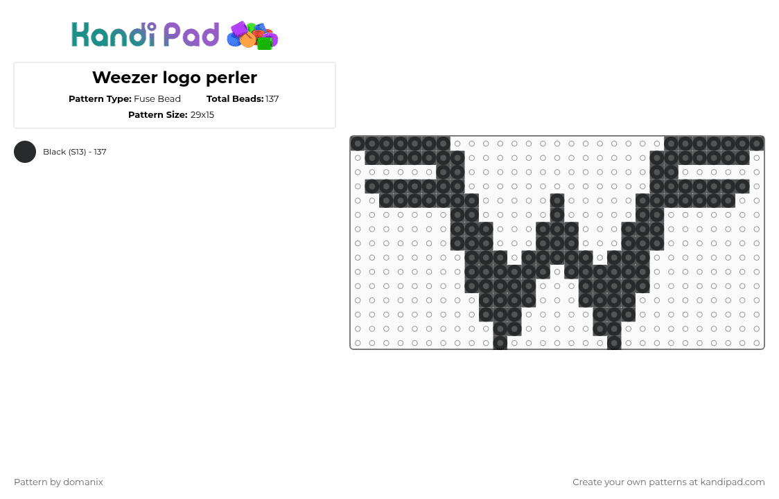Weezer logo perler - Fuse Bead Pattern by insertflippinlogic on Kandi Pad - black,weezer