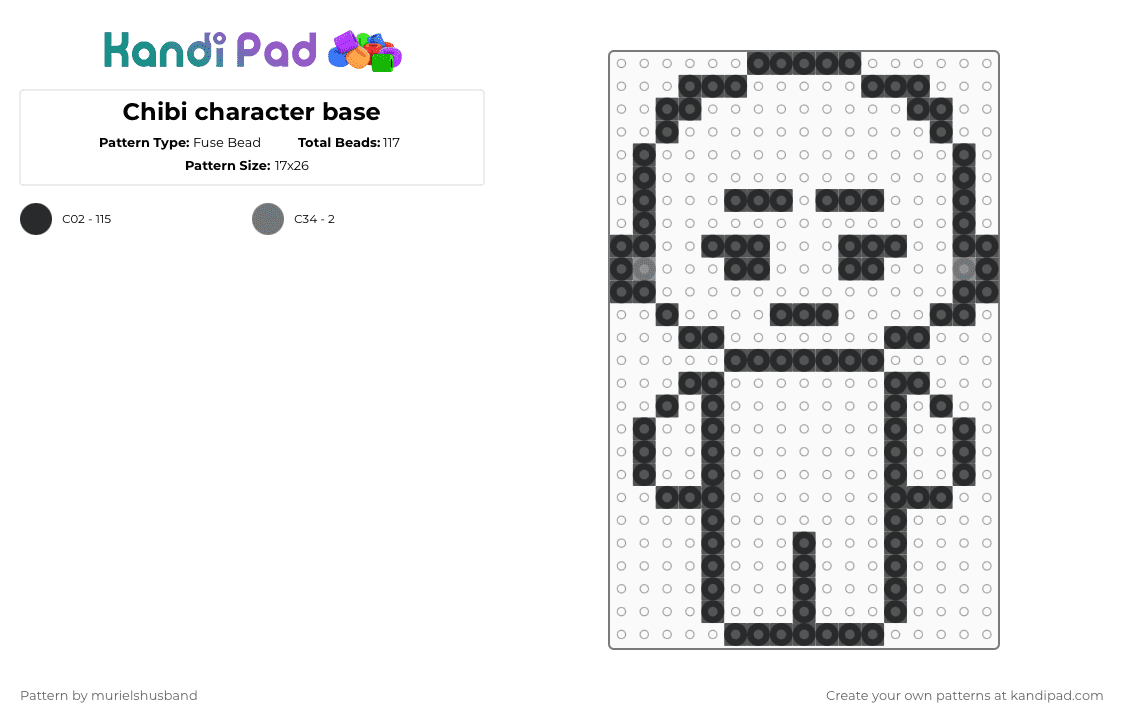 Chibi character base - Fuse Bead Pattern by murielshusband on Kandi Pad - black