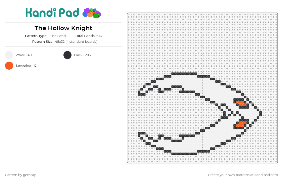 The Hollow Knight - Fuse Bead Pattern by gemsap on Kandi Pad - hollow knight,video games