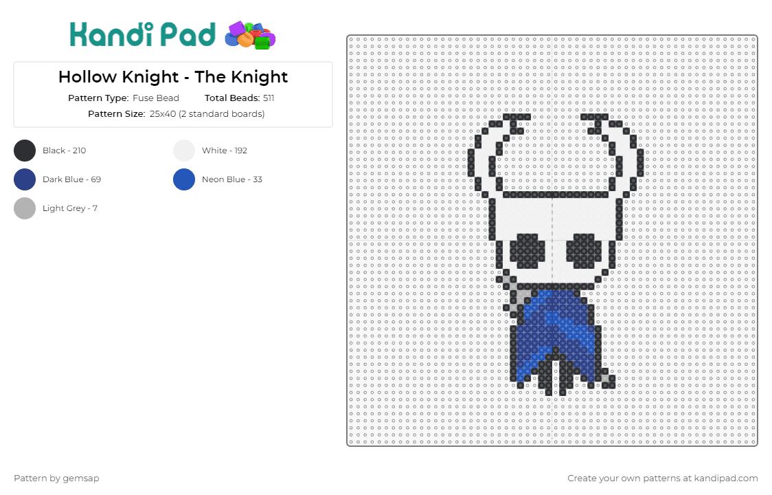 Hollow Knight - The Knight - Fuse Bead Pattern by gemsap on Kandi Pad - hollow knight,knight,video games