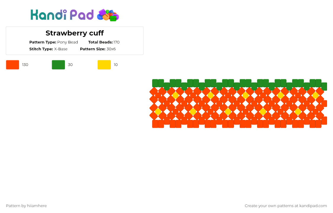 Strawberry cuff - Pony Bead Pattern by hiiamhere on Kandi Pad - red