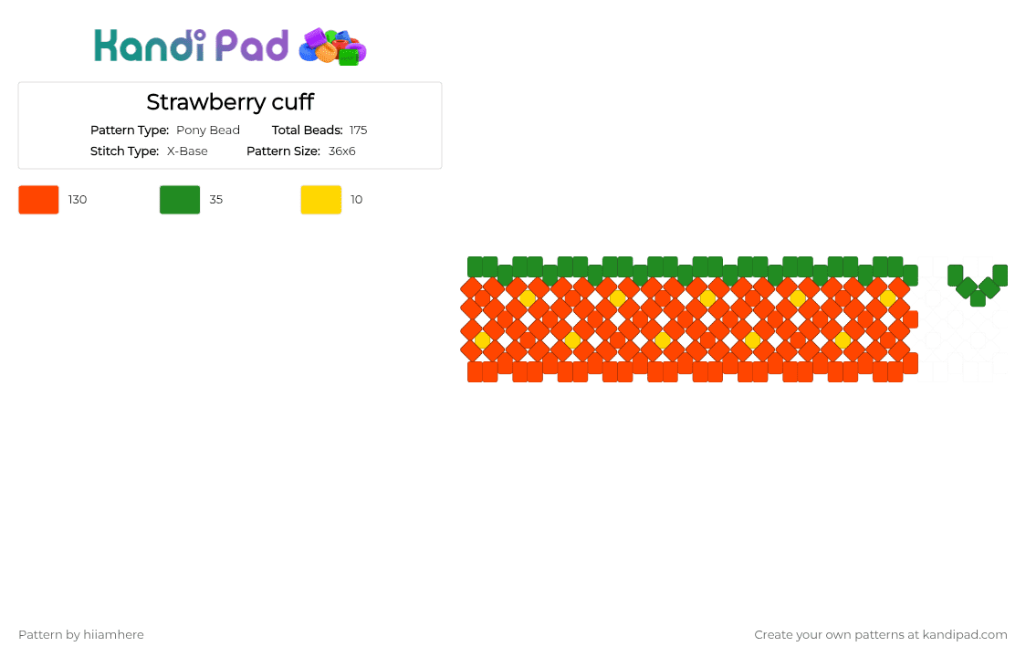 Strawberry cuff - Pony Bead Pattern by hiiamhere on Kandi Pad - red