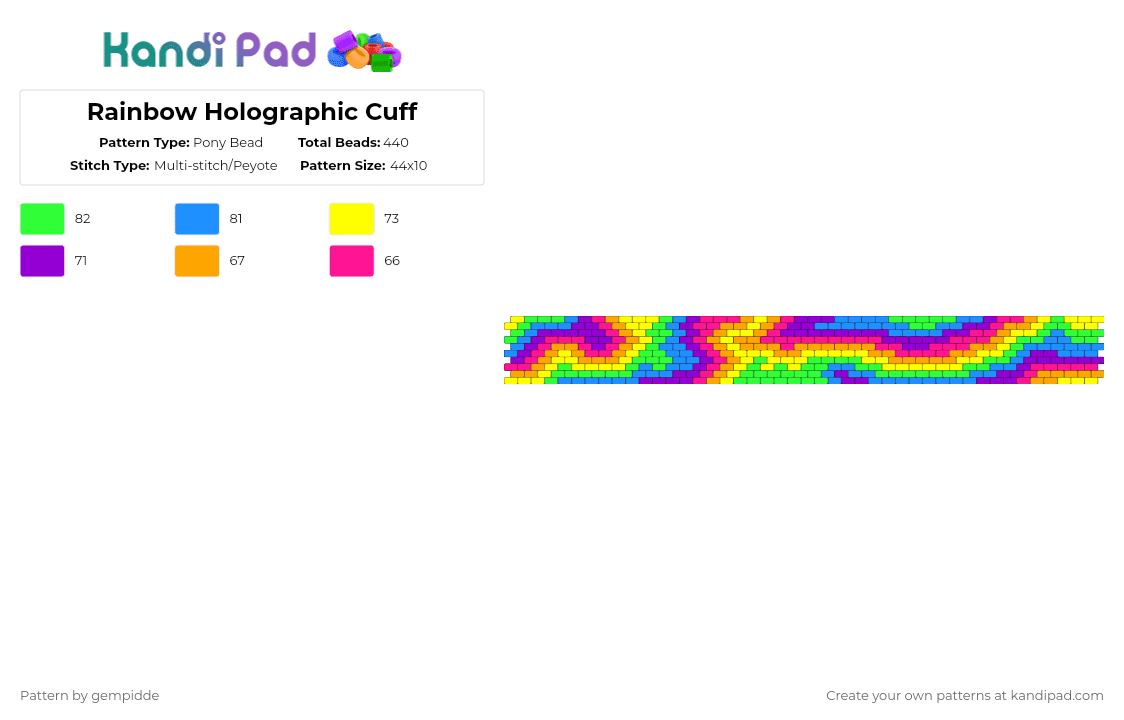 Rainbow Swirl Cuff - Pony Bead Pattern by gempidde on Kandi Pad - yellow,purple,colorful,pride,gay,hallucination,psychedelic,trippy,lava lamp,heat map