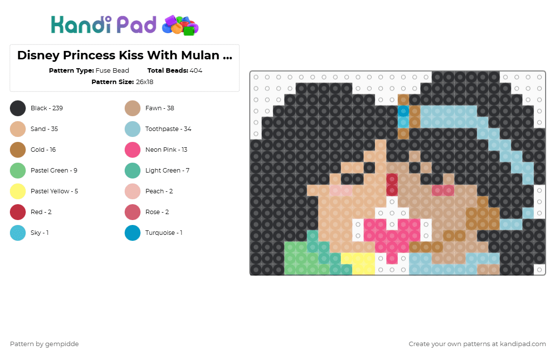 Disney Princess Kiss With Mulan and Jasmine - Fuse Bead Pattern by gempidde on Kandi Pad - black,beige,light blue,gay,disney,pride,lesbian,romance,love,aladdin