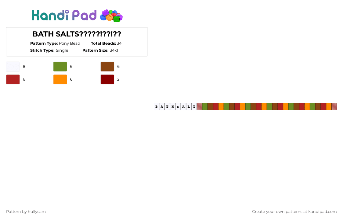 BATH SALTS?????!??!?? - Pony Bead Pattern by hullysam on Kandi Pad - red,scarian,hermitcraft