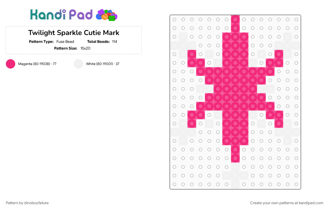 Twilight Sparkle Cutie Mark - Fuse Bead Pattern by dinoboyfailure on Kandi Pad - pink, white