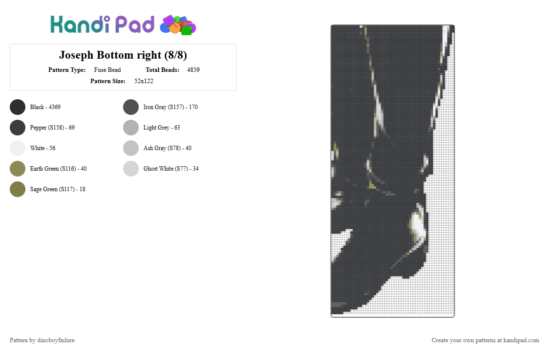 Joseph Bottom right (8/8) - Fuse Bead Pattern by dinoboyfailure on Kandi Pad - black,purple