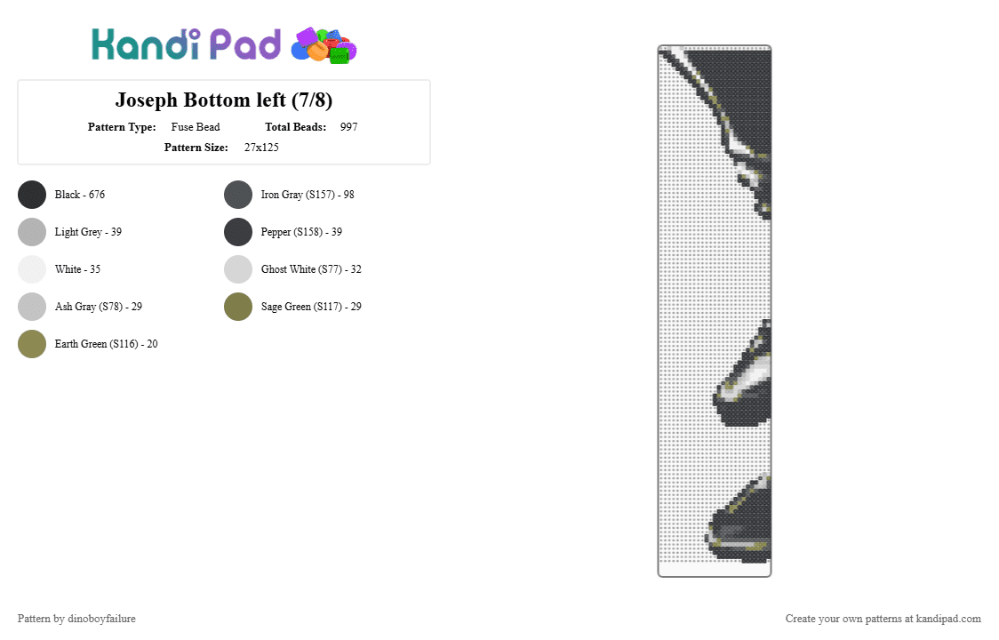 Joseph Bottom left (7/8) - Fuse Bead Pattern by dinoboyfailure on Kandi Pad - 
