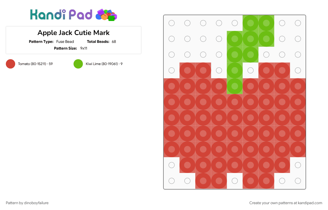 Apple Jack Cutie Mark - Fuse Bead Pattern by dinoboyfailure on Kandi Pad - red