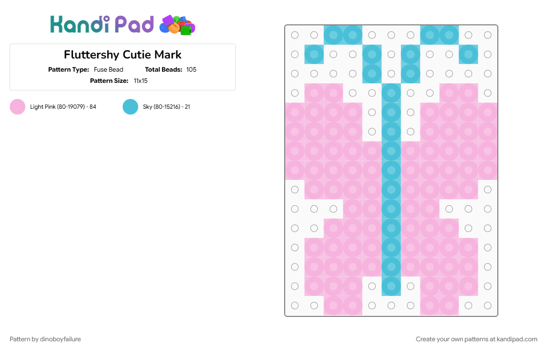 Fluttershy Cutie Mark - Fuse Bead Pattern by dinoboyfailure on Kandi Pad - pink