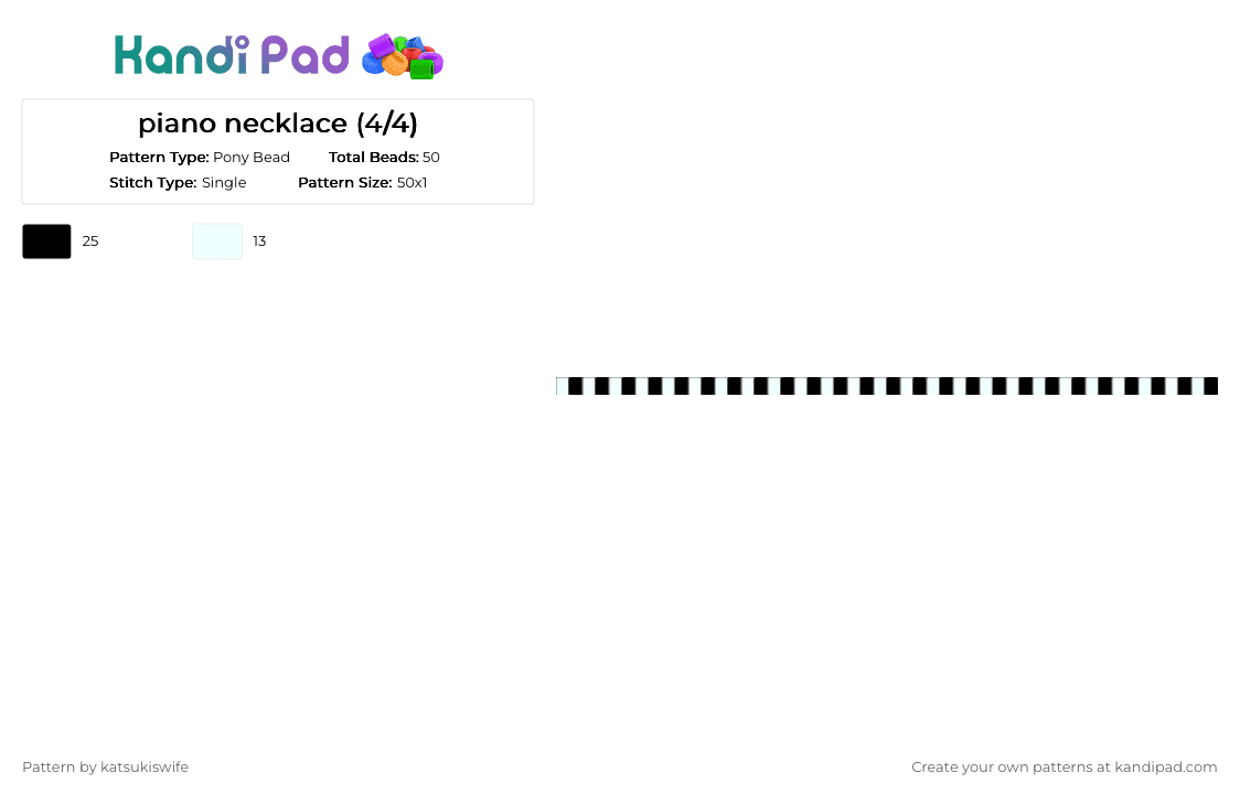 piano necklace (4/4) - Pony Bead Pattern by katsukiswife on Kandi Pad - white,black
