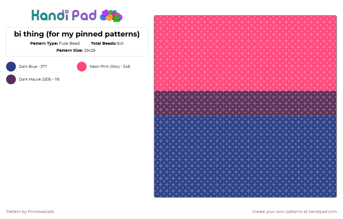 bi thing (for my pinned patterns) - Fuse Bead Pattern by katsukiswife on Kandi Pad - red,blue