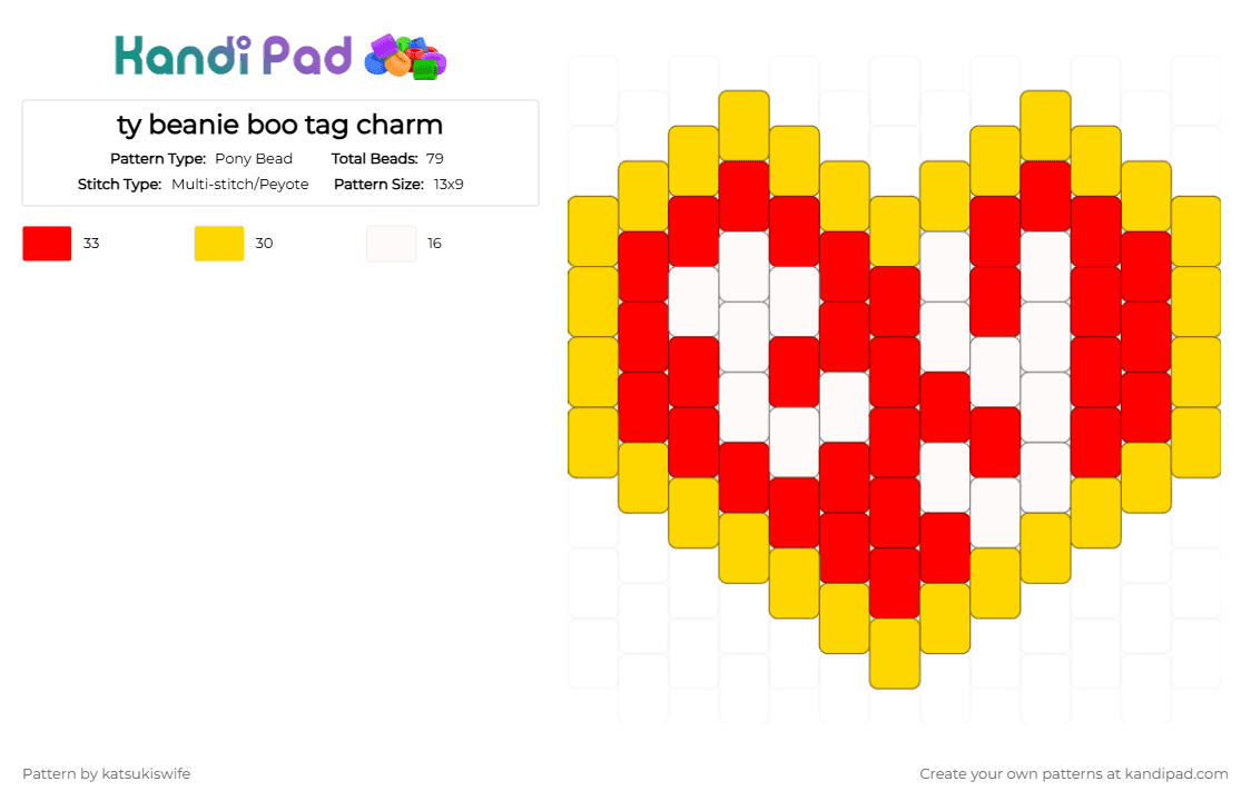 ty beanie boo tag charm - Pony Bead Pattern by katsukiswife on Kandi Pad - yellow,red