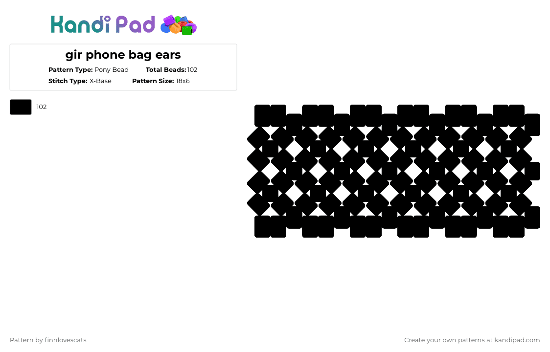 gir phone bag ears - Pony Bead Pattern by katsukiswife on Kandi Pad - black