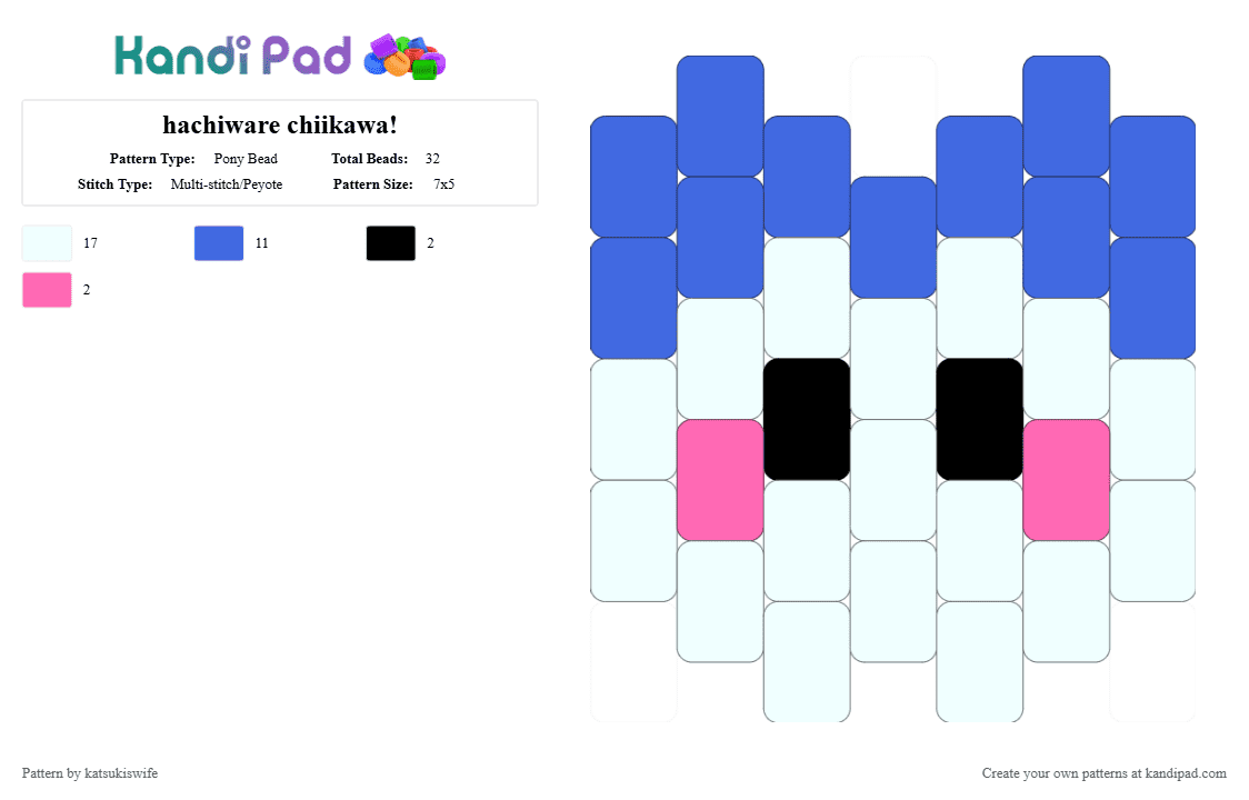 Hachiware Pattern Hachiware chiikawa! Pony Bead Pattern - Kandi Pad | Kandi Patterns ...