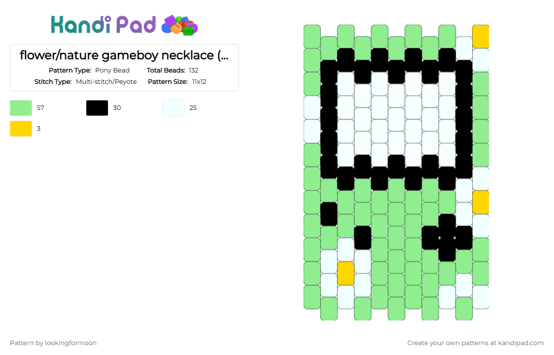 flower/nature gameboy necklace (1/2) - Pony Bead Pattern by katsukiswife on Kandi Pad - teal