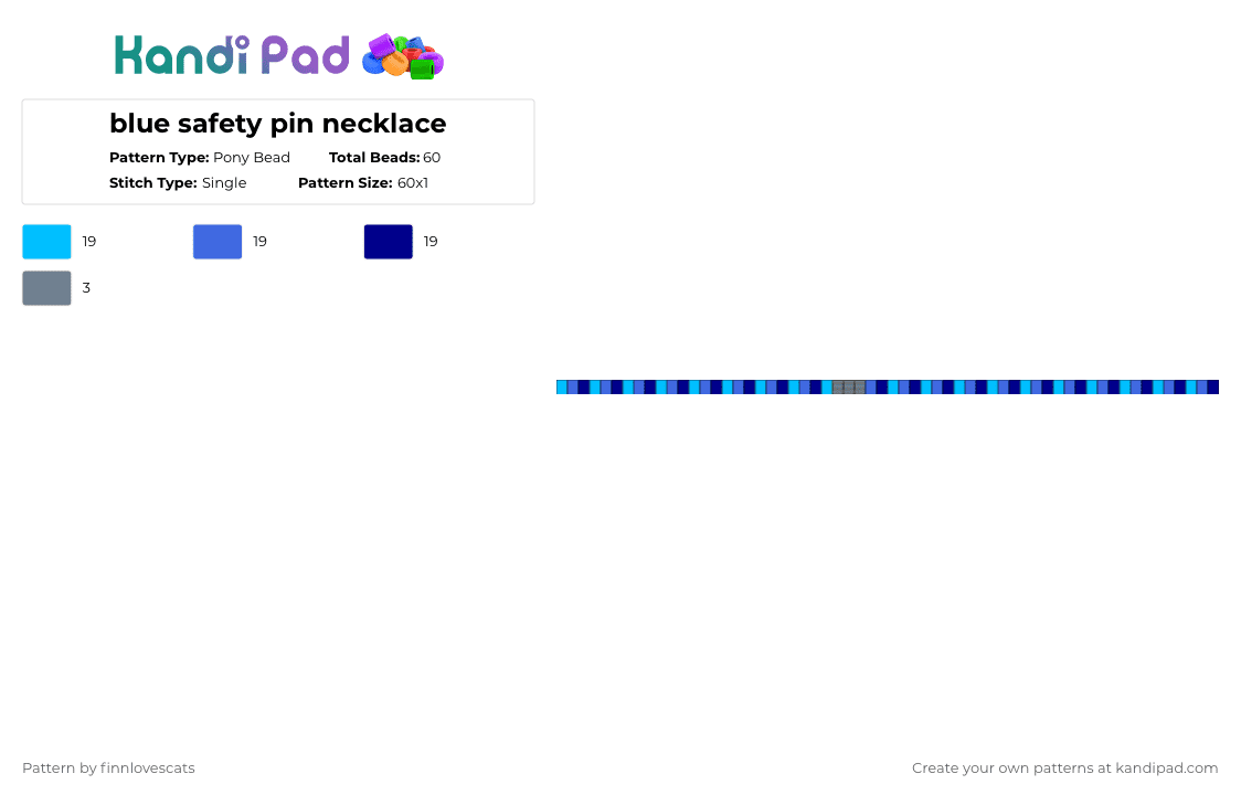 blue safety pin necklace - Pony Bead Pattern by katsukiswife on Kandi Pad - light blue,blue,purple