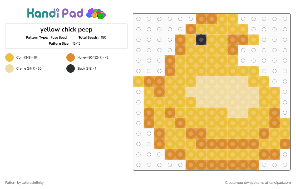 yellow chick peep - Fuse Bead Pattern by satorusinfinity on Kandi Pad - yellow