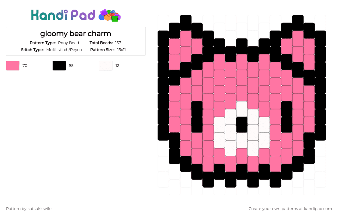 gloomy bear charm - Pony Bead Pattern by katsukiswife on Kandi Pad - 