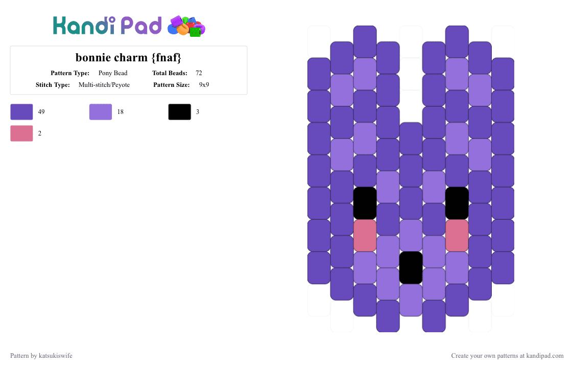 bonnie charm {fnaf} - Pony Bead Pattern by katsukiswife on Kandi Pad - purple