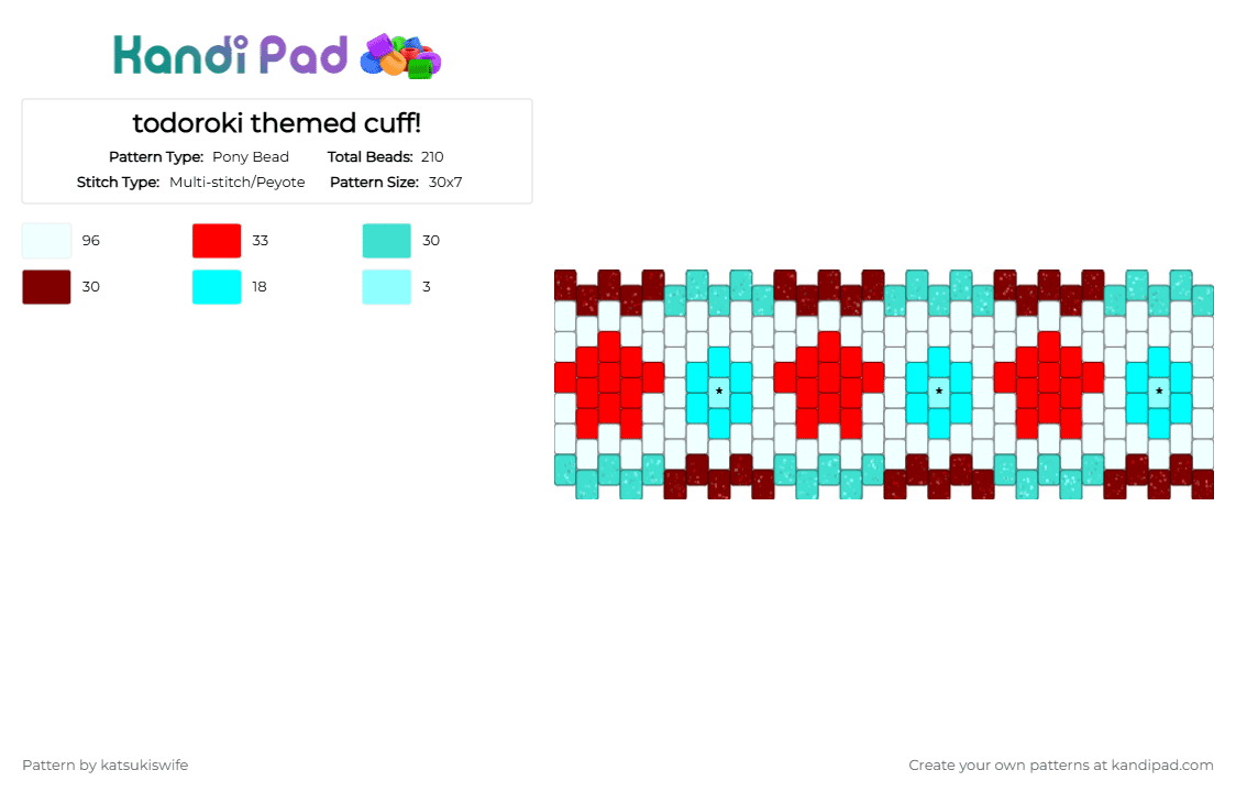 todoroki themed cuff! - Pony Bead Pattern by katsukiswife on Kandi Pad - light blue